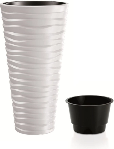 Puķupods Sand Slim ar iekšējo ieliktni 29,6 cm, balts