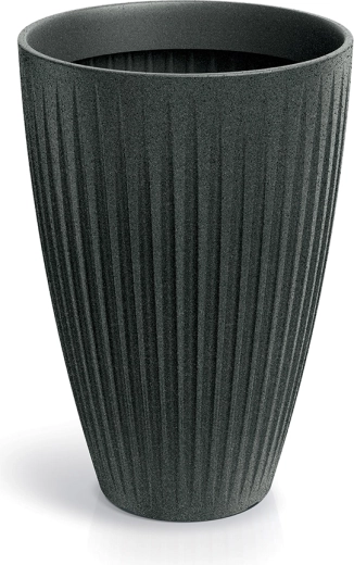 Puķupods Latia Round High 40 cm – melns granīts