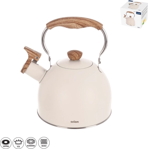 Nerūsējošā tējas kanna ar svilpīti, bēša, 1,5 l