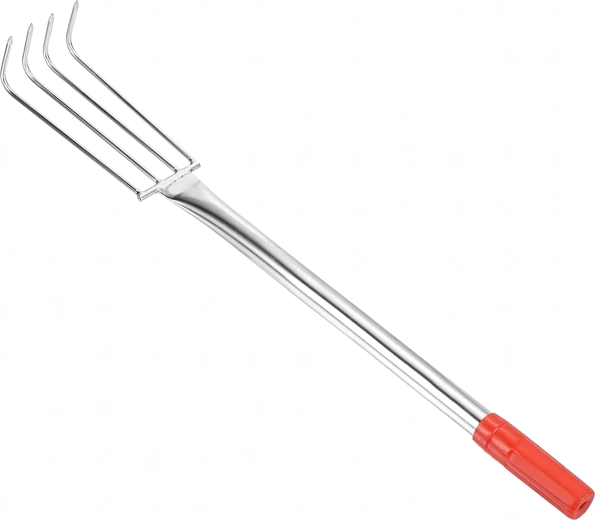 Dārza metāla grābeklis/aerators augsnes irdināšanai, 4 zobi, 56 cm