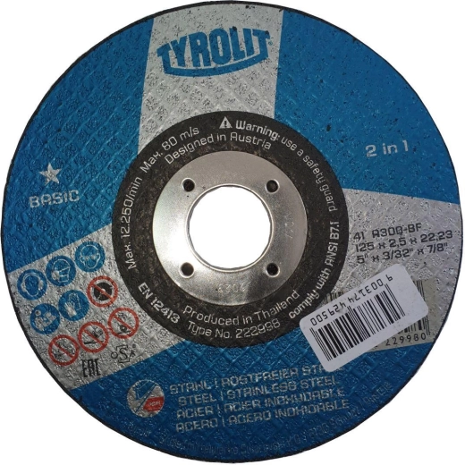 Griešanas disks tēraudam 125 × 2,5 × 22,2 mm