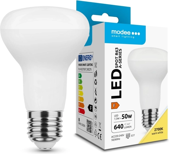 LED punktveida spuldze Modee R63 7,3 W E27 640 lm silti balta
