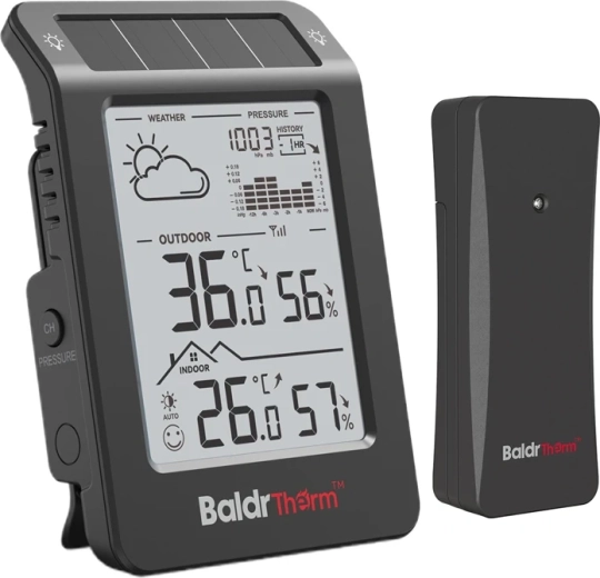 Baldrtherm solar weather station black
