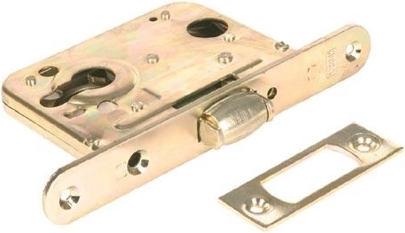 Mortise cylinder lock with roller latch, white zinc, reversible, 80 mm