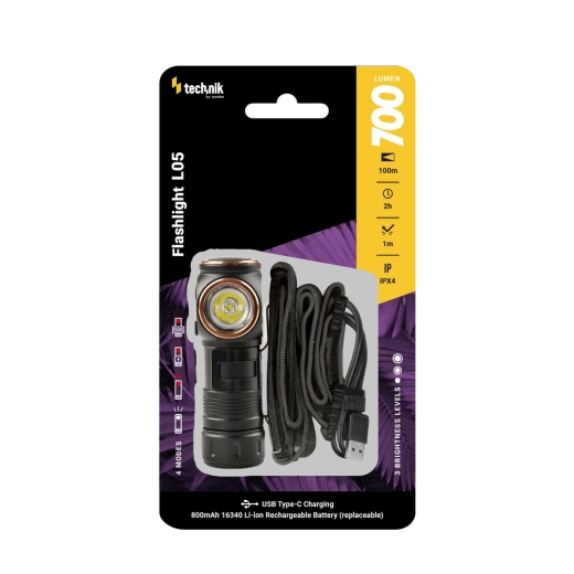 Technik L05 galvas un kabatas lukturis SST20, 700 lm, USB‑C
