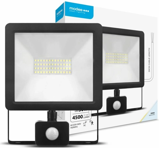 LED prožektors ar kustības sensoru 50 W, 120°, 6000 K, 4500 lm – Modee Lighting A2 Series