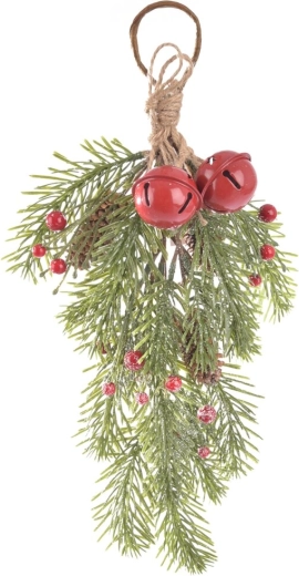 Hanging decorative twig BELL with jingle bells 37 cm