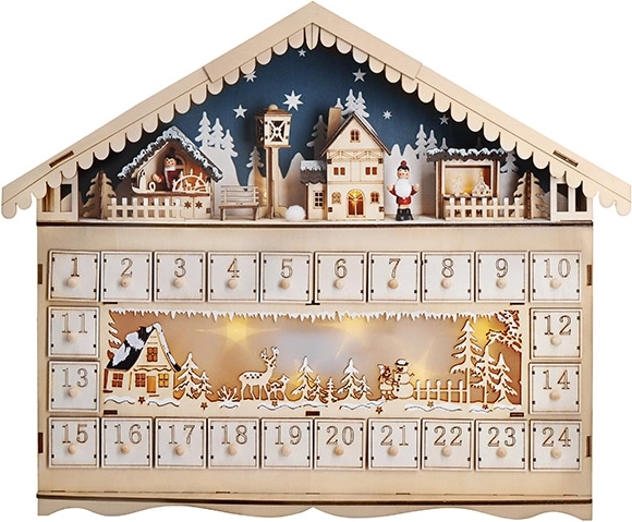 Solight LED adventes kalendārs kalnu namiņa formā, 10× LED, 50 × 40 cm