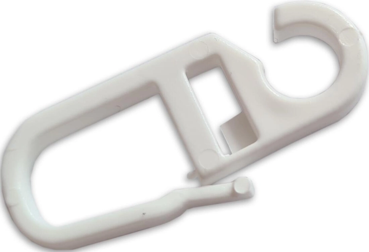 Plastic curtain hook, white, pack of 10 pcs