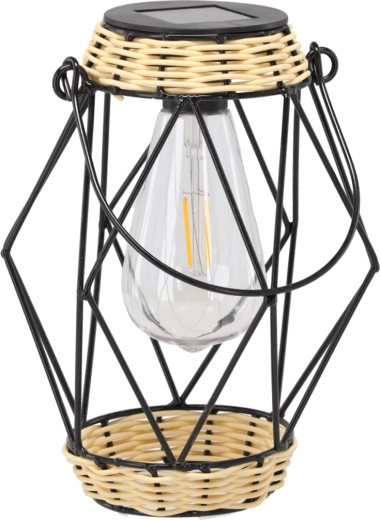 Saules metāla laternas svečturis 22 cm, melns, LED