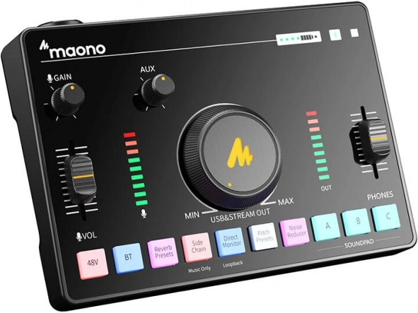 Maono AMC2 Neo audio interface and mixer for streaming and podcasting
