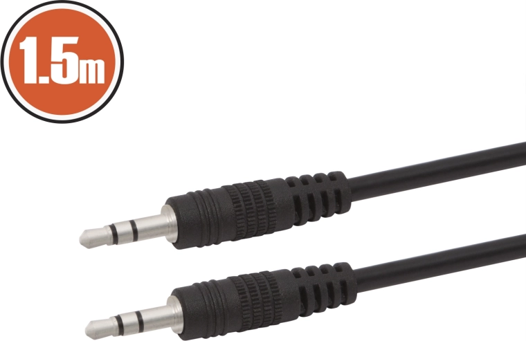 Audio kabelis Jack 3,5 mm – Jack 3,5 mm, 1,5 m, melns