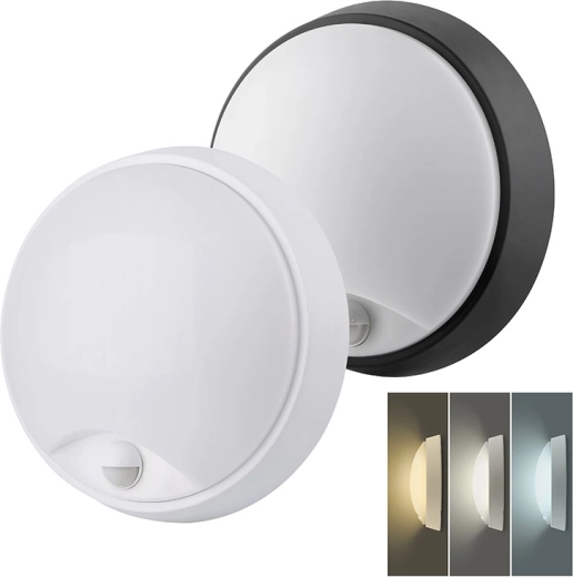 Solight LED outdoor light with motion sensor and CCT selection, 15/18/20 W, 1800 lm, 22 cm, black/white