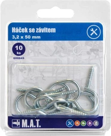 Āķis ar vītni 50 × 3,2 mm, cinkots (10 gab.)