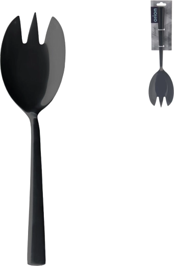 Stainless steel salad serving fork in black finish, 1 pc