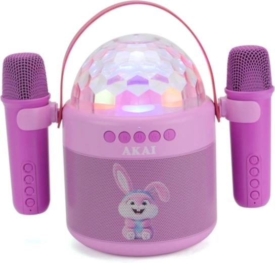 AKAI JoyBox Kids bērnu karaoke komplekts ar skaļruni, 2 bezvadu mikrofoniem un RGB LED