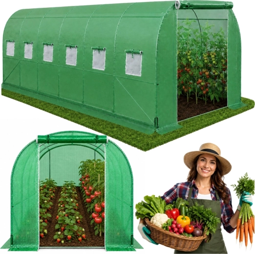 Dārza plēves tunelis PRO 10 × 3 × 2 m (30 m²) ar UV12, tērauda konstrukcija 25 mm