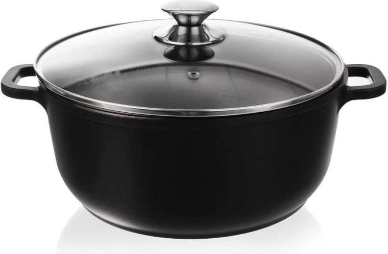 Granitpārklājuma katls ar stikla vāku GRANDE 28 cm, 7 l