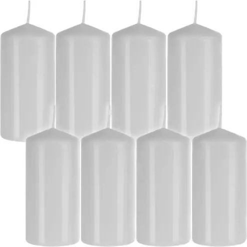 Bispol white pillar candle 10 × 5 cm – set of 8 pcs