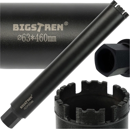 Dimanta kroņurbis Bigstren 63 × 450 mm 1 1/4 UNC betonam un akmenim