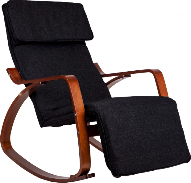 Rocking chair with adjustable footrest and wooden armrests by ModernHome