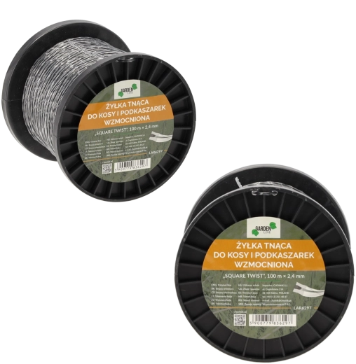 Pastiprināta trimmera pļaušanas aukla Square Twist 2,4 mm, 100 m
