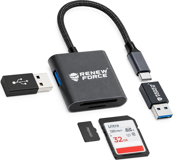 Renew Force USB-C 3-in-1 Card Reader
