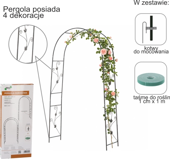 Dārza pergola ar enkuriem 114 × 37 × 230 cm