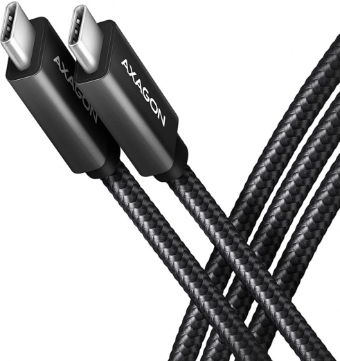 AXAGON USB‑C – USB‑C Cable 3.2 Gen 2, 1 m, PD 100 W, 5 A, 4K, aluminum, braided, black