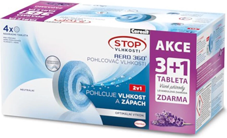 Mitruma absorbētāja AERO 360 uzpilde lavandas aromātā 4×450 g