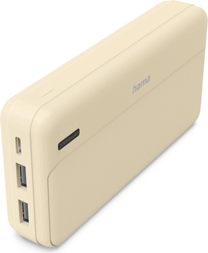 Powerbanka 20 000 mAh ar 2× USB-A, smilškrāsas
