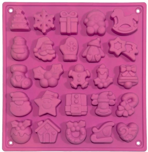 Silicone Christmas baking mold, pink, 25 pcs