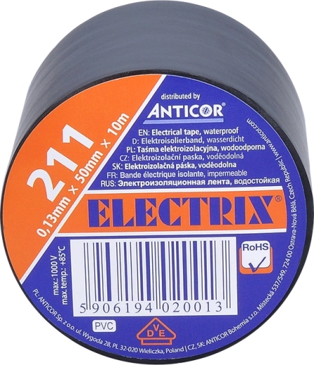 Solight izolācijas elektro lente 50 mm × 0,13 mm × 10 m, melna