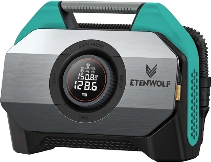Autokompresors Etenwolf S6 ar ārējo akumulatoru 19 200 mAh, 11,03 bar, zils