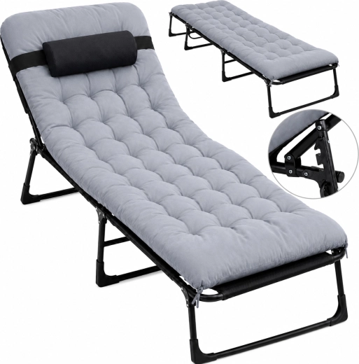 Saliekama tūrisma gulta Premium 200 × 68 cm melni pelēka