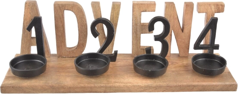 Advent candle holder made of mango wood and metal, 50 cm