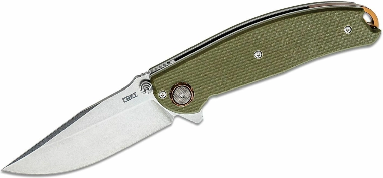 CRKT Butte kabatas nazis ar asistētu atvēršanu, D2, stonewash, zaļš G10