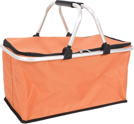Saliekams iepirkumu grozs 46 × 27 × 23 cm, alumīnijs un poliesters, oranžs