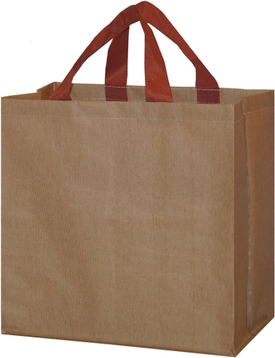 Laminated polypropylene shopping bag 35 × 35 × 20 cm, beige