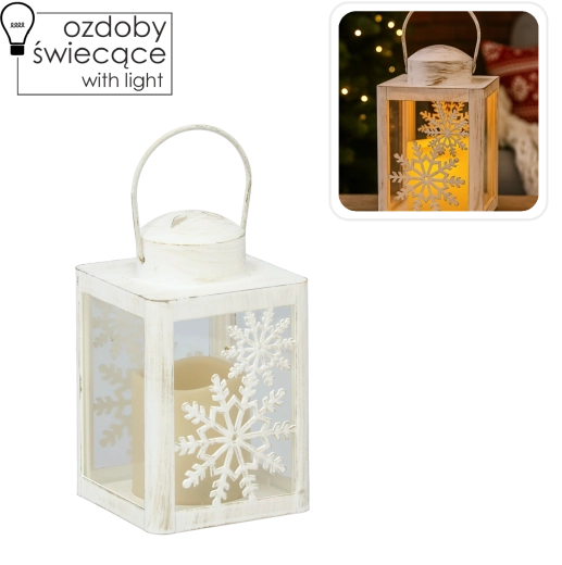 Christmas lantern with LED candle 10 × 10 × 17 cm - 1 piece