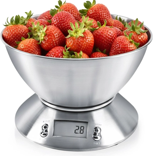 Nerūsējošā tērauda virtuves svari ar bļodu 5 kg, 2,2 l