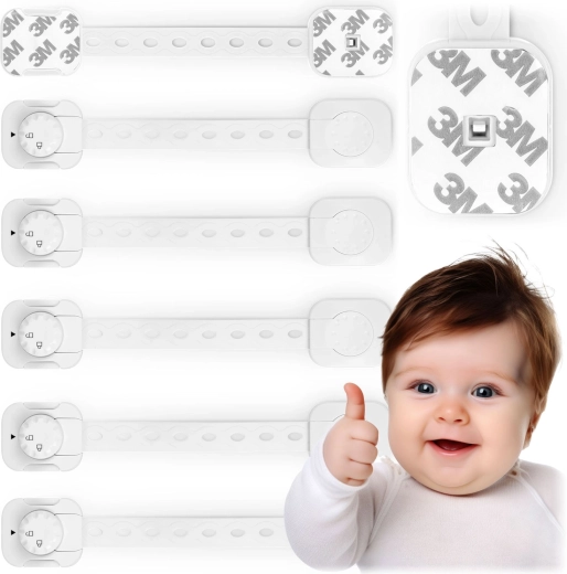 Bērnu drošības slēdzenes skapīšiem RICOKIDS, 6 gab., baltas
