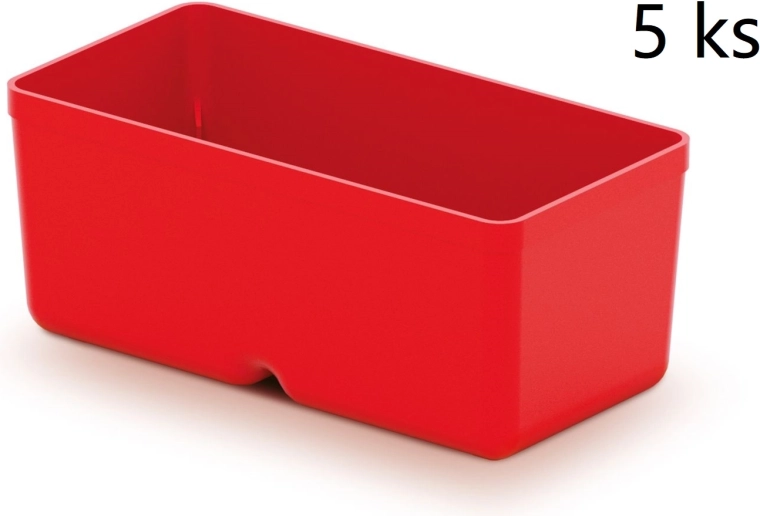 Set of 5 Plastic Tool Boxes Unite Box, Red, 110 × 55 × 132 mm