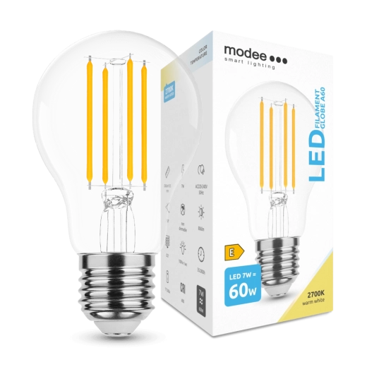 Modee LED spuldze Filament A60 7 W E27, 806 lm, silti balta