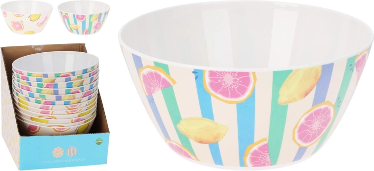 Melamīna bļoda 25 cm, 4 l ar augļu motīvu