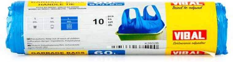 Atkritumu maisi ar rokturiem 60 l, 10 gab., zili