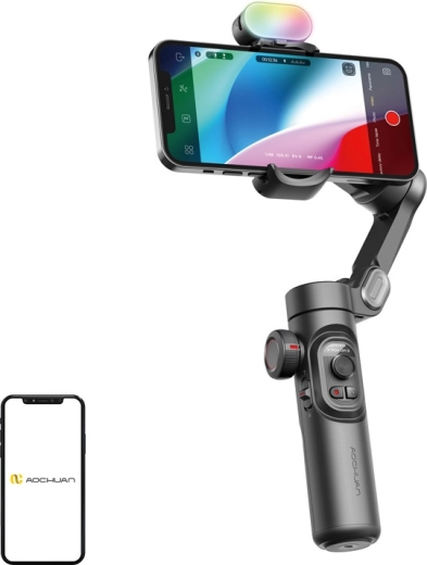 Aochuan Smart XE 3 asu stabilizators mobilajam tālrunim ar RGB gaismu, melns