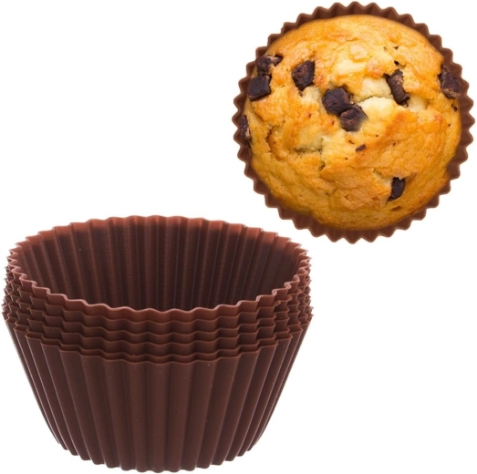 Silicone muffin molds brown 5.5 cm, set of 6 ORION