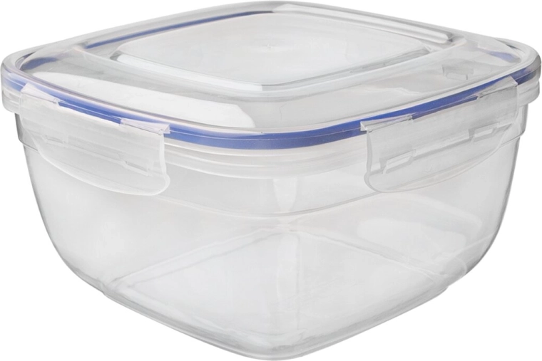 Prim kvadrātveida plastmasas pārtikas kārbiņa ar blīvējumu 0,275 l