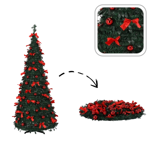 Salokāma mākslīgā Ziemassvētku eglīte Nina 150 cm ar 100 LED apgaismojumu – 1 gab.